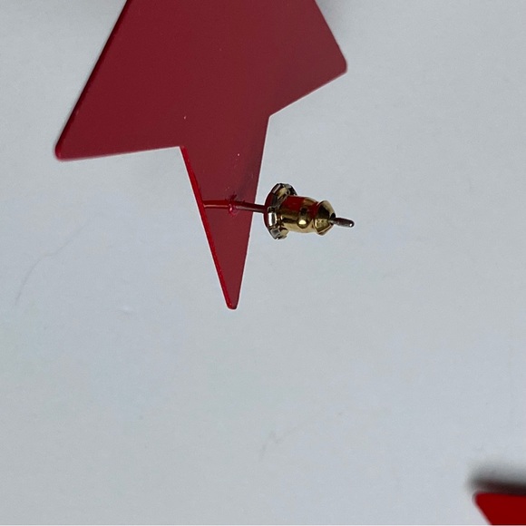 Star Earrings Patriotic Metal Red White & Blue 2” Across 4th Of July Jewelry - Picture 7 of 11